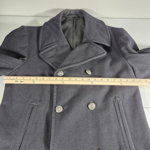Viking Military Black Wool Double Breasted Enlisted Men's Vintage 1968 Overcoat - Picture 4 of 6